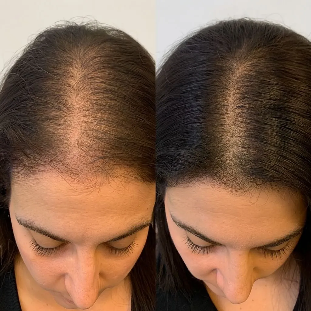 Antes y después del tratamiento capilar casero
